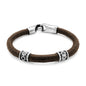 Pulsera de piel natural de borrego en trenza de 8 hilos, con broche y terminado en acero - Joyería y bisutería fina