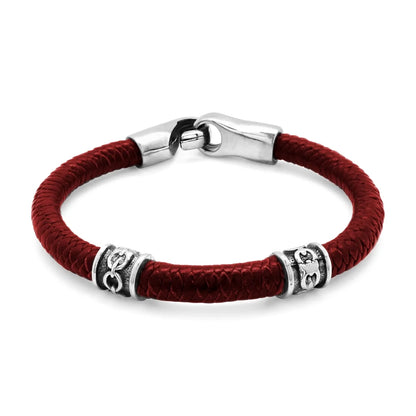 Pulsera de piel natural de borrego en trenza de 8 hilos, con broche y terminado en acero - Joyería y bisutería fina