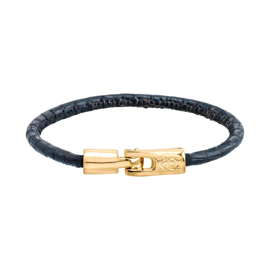 Pulsera para hombre y mujer de piel natural de serpiente o lagarto, con broche en baño de oro de 22K - Joyería y bisutería fina