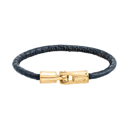 Pulsera para hombre y mujer de piel natural de serpiente o lagarto, con broche en baño de oro de 22K - Joyería y bisutería fina