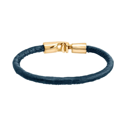 Pulsera para hombre y mujer de piel natural de serpiente o lagarto, con broche en baño de oro de 22K - Joyería y bisutería fina