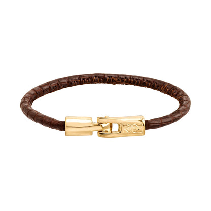 Pulsera para hombre y mujer de piel natural de serpiente o lagarto, con broche en baño de oro de 22K - Joyería y bisutería fina