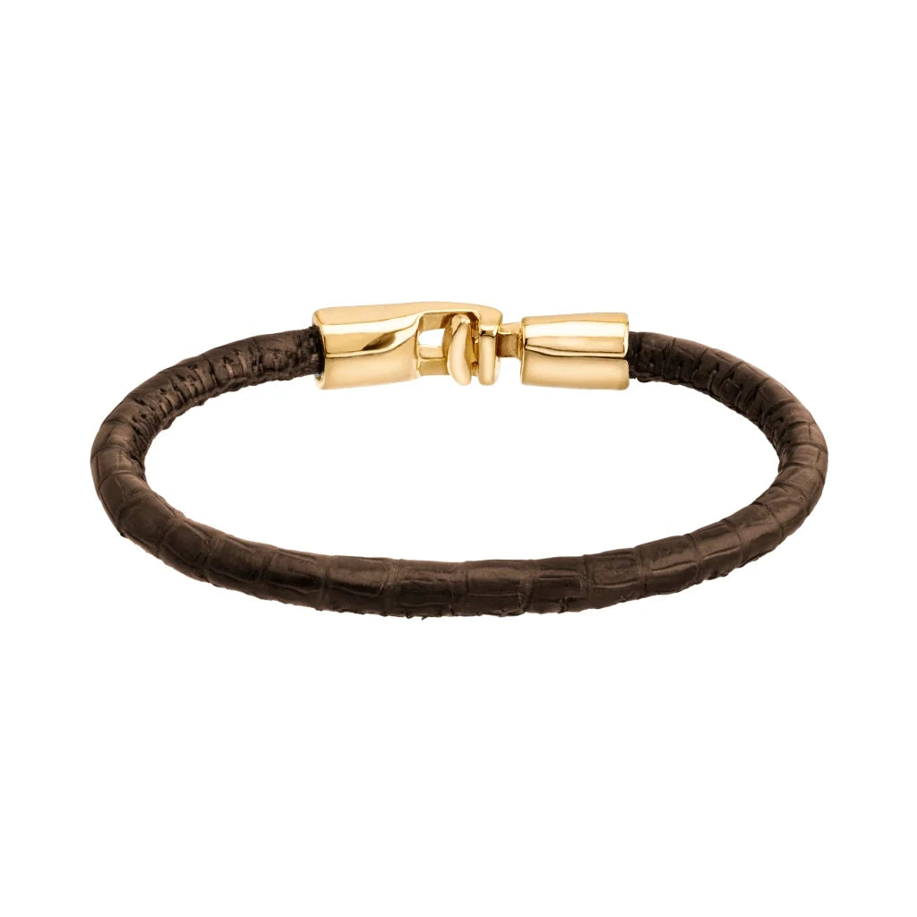 Pulsera para hombre y mujer de piel natural de serpiente o lagarto, con broche en baño de oro de 22K - Joyería y bisutería fina