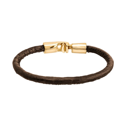 Pulsera para hombre y mujer de piel natural de serpiente o lagarto, con broche en baño de oro de 22K - Joyería y bisutería fina