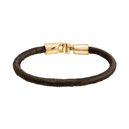 Pulsera para hombre y mujer de piel natural de serpiente o lagarto, con broche en baño de oro de 22K - Joyería y bisutería fina