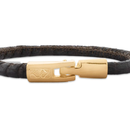 Pulsera para hombre y mujer de piel natural de serpiente o lagarto, con broche en baño de oro de 22K - Joyería y bisutería fina
