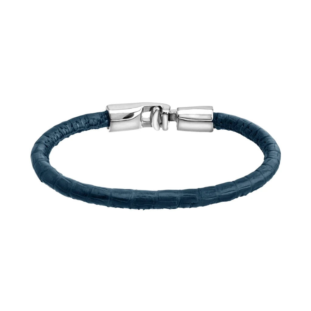 Pulsera para hombre y mujer de piel natural de serpiente o lagarto, con broche en baño de rodio - Joyería y bisutería fina