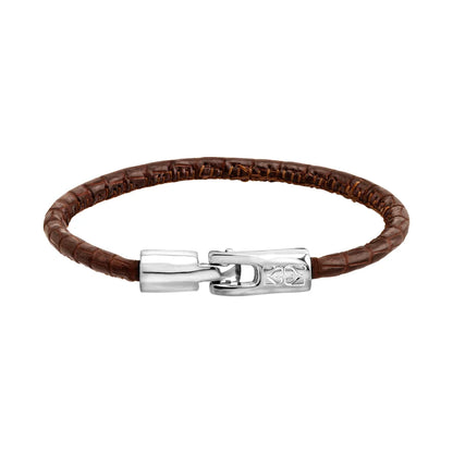 Pulsera para hombre y mujer de piel natural de serpiente o lagarto, con broche en baño de rodio - Joyería y bisutería fina