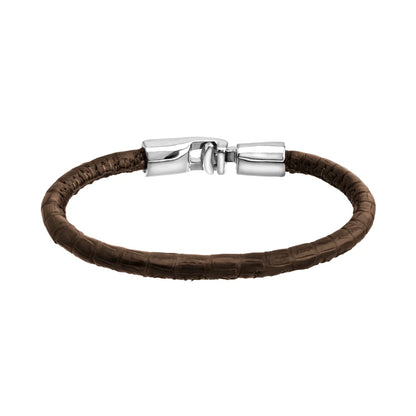 Pulsera para hombre y mujer de piel natural de serpiente o lagarto, con broche en baño de rodio - Joyería y bisutería fina