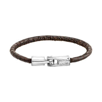 Pulsera para hombre y mujer de piel natural de serpiente o lagarto, con broche en baño de rodio - Joyería y bisutería fina