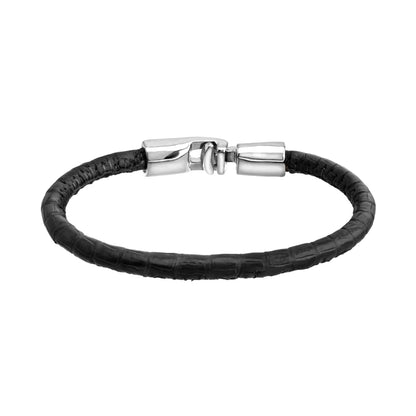 Pulsera para hombre y mujer de piel natural de serpiente o lagarto, con broche en baño de rodio - Joyería y bisutería fina