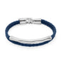 Pulsera de piel natural de borrego trenzada, con broche y detalle tubular en baño de rodio - Joyería y bisutería fina