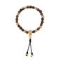 Pulsera con cuentas de madera de ébano de Nepal 8mm, piedra 6mm, con broche ajustable y cuentas volcánicas en baño de oro de 22K - Joyería y bisutería fina