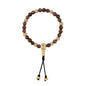 Pulsera con cuentas de madera de ébano de Nepal 8mm, piedra 6mm, con broche ajustable y cuentas volcánicas en baño de oro de 22K - Joyería y bisutería fina