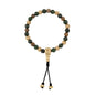 Pulsera con cuentas de madera de ébano de Nepal 8mm, piedra 6mm, con broche ajustable y cuentas volcánicas en baño de oro de 22K - Joyería y bisutería fina