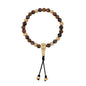 Pulsera con cuentas de madera de ébano de Nepal 8mm, piedra 6mm, con broche ajustable y cuentas volcánicas en baño de oro de 22K - Joyería y bisutería fina
