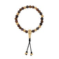 Pulsera con cuentas de madera de ébano de Nepal 8mm, piedra 6mm, con broche ajustable y cuentas volcánicas en baño de oro de 22K - Joyería y bisutería fina