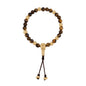 Pulsera con cuentas de madera de ébano de Nepal 8mm, piedra 6mm, con broche ajustable y cuentas volcánicas en baño de oro de 22K - Joyería y bisutería fina