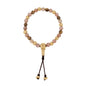 Pulsera con cuentas de madera de ébano de Nepal 8mm, piedra 6mm, con broche ajustable y cuentas volcánicas en baño de oro de 22K - Joyería y bisutería fina