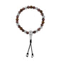 Pulsera con cuentas de madera de ébano de Nepal 8mm, piedra 6mm, con broche ajustable y cuentas volcánicas en baño de plata esterlina .925 - Joyería y bisutería fina