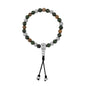Pulsera con cuentas de madera de ébano de Nepal 8mm, piedra 6mm, con broche ajustable y cuentas volcánicas en baño de plata esterlina .925 - Joyería y bisutería fina