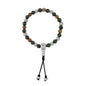 Pulsera con cuentas de madera de ébano de Nepal 8mm, piedra 6mm, con broche ajustable y cuentas volcánicas en baño de plata esterlina .925 - Joyería y bisutería fina
