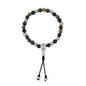 Pulsera con cuentas de madera de ébano de Nepal 8mm, piedra 6mm, con broche ajustable y cuentas volcánicas en baño de plata esterlina .925 - Joyería y bisutería fina