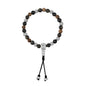 Pulsera con cuentas de madera de ébano de Nepal 8mm, piedra 6mm, con broche ajustable y cuentas volcánicas en baño de plata esterlina .925 - Joyería y bisutería fina