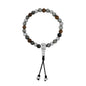Pulsera con cuentas de madera de ébano de Nepal 8mm, piedra 6mm, con broche ajustable y cuentas volcánicas en baño de plata esterlina .925 - Joyería y bisutería fina