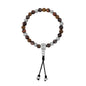 Pulsera con cuentas de madera de ébano de Nepal 8mm, piedra 6mm, con broche ajustable y cuentas volcánicas en baño de plata esterlina .925 - Joyería y bisutería fina