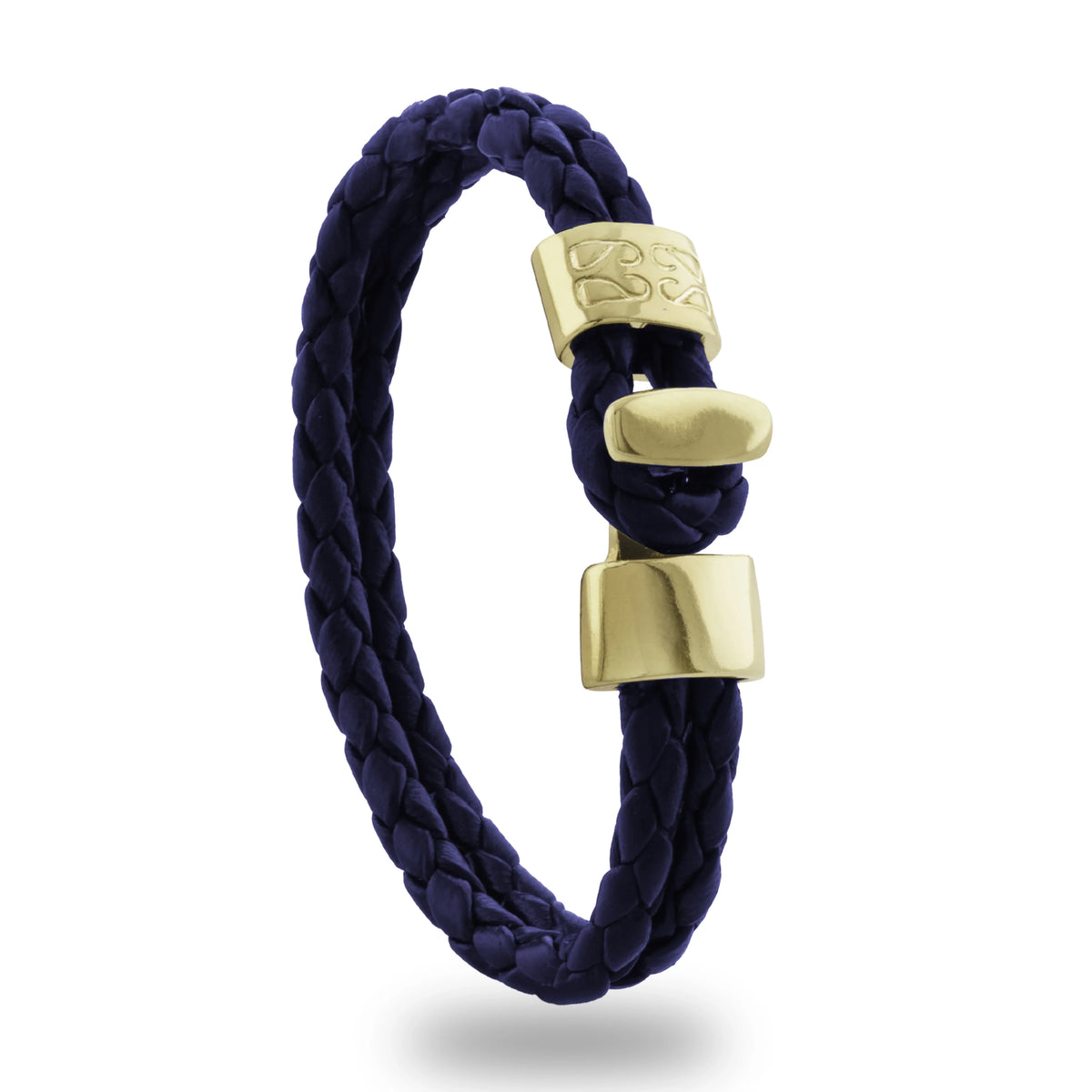 Pulsera en baño de Oro 22K, Broche de botón, Piel natural de Borrego, doble vuelta - Joyería y bisutería fina