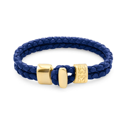 Pulsera en baño de Oro 22K, Broche de botón, Piel natural de Borrego, doble vuelta - Joyería y bisutería fina
