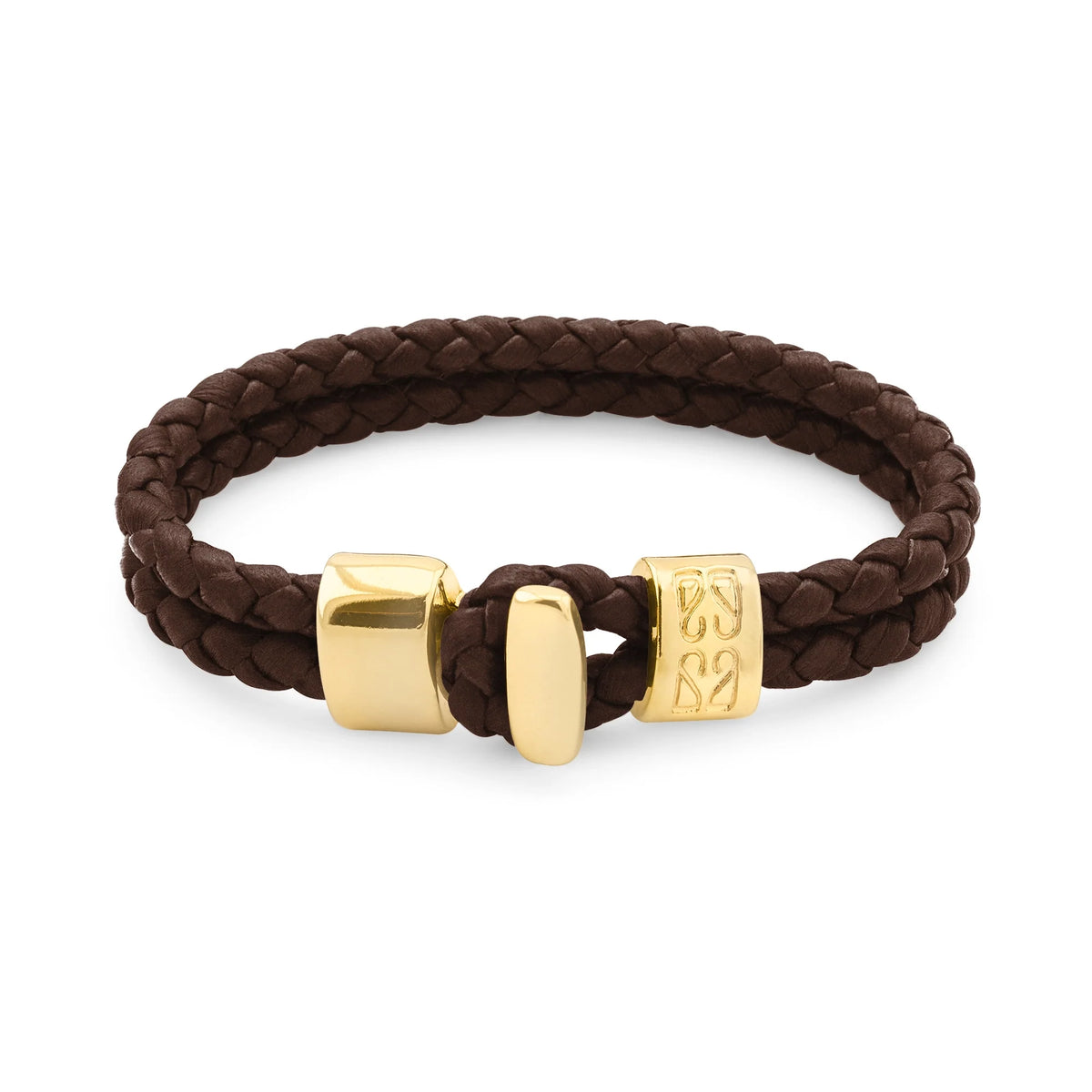 Pulsera en baño de Oro 22K, Broche de botón, Piel natural de Borrego, doble vuelta - Joyería y bisutería fina