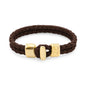 Pulsera en baño de Oro 22K, Broche de botón, Piel natural de Borrego, doble vuelta - Joyería y bisutería fina