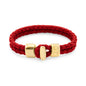 Pulsera en baño de Oro 22K, Broche de botón, Piel natural de Borrego, doble vuelta - Joyería y bisutería fina