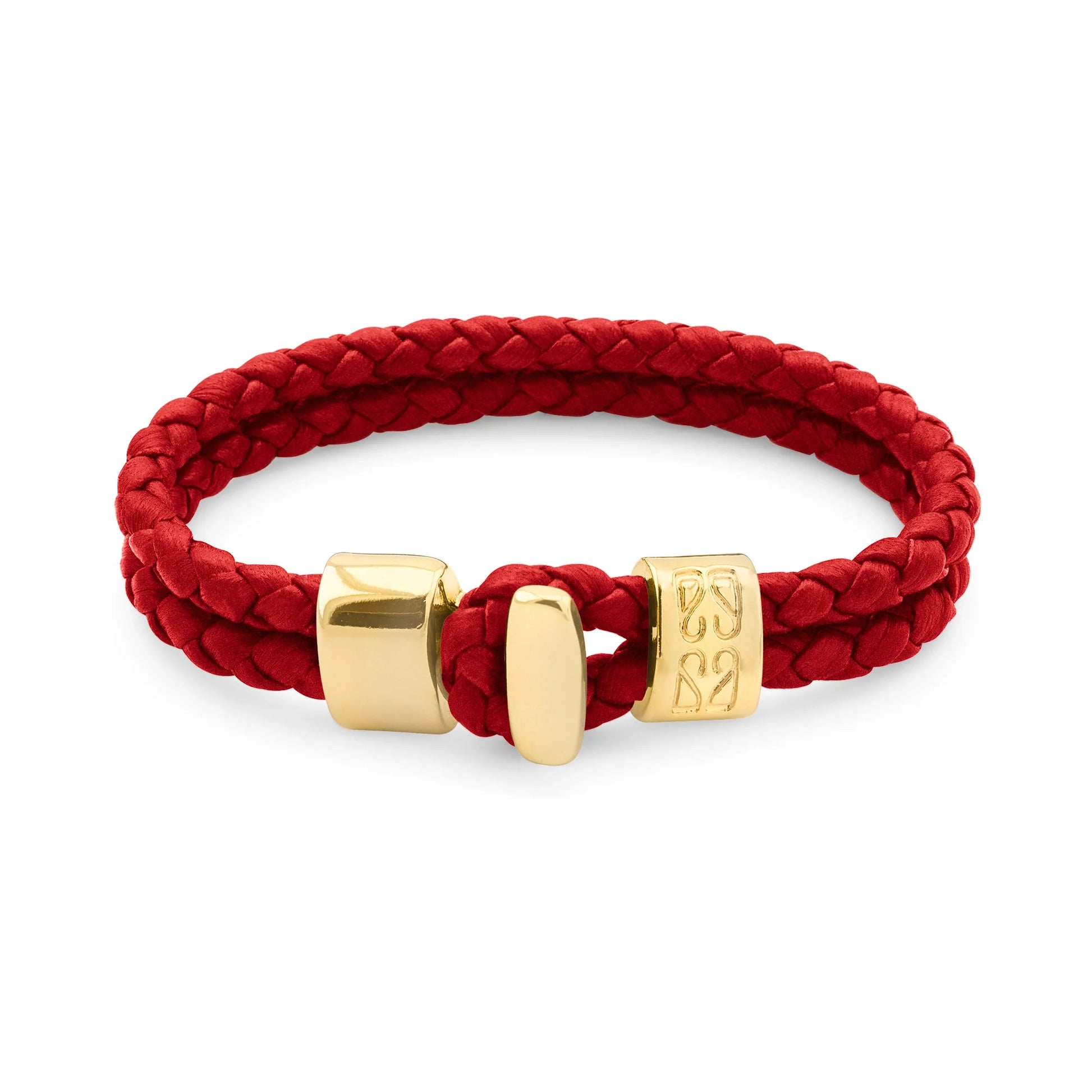 Pulsera en baño de Oro 22K, Broche de botón, Piel natural de Borrego, doble vuelta - Joyería y bisutería fina