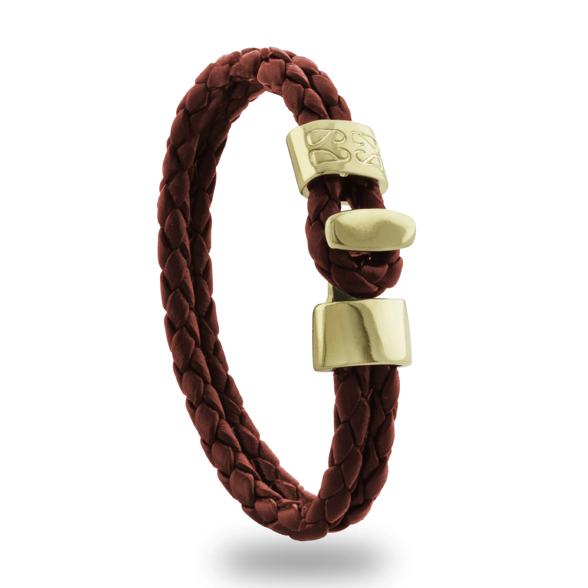 Pulsera en baño de Oro 22K, Broche de botón, Piel natural de Borrego, doble vuelta - Joyería y bisutería fina