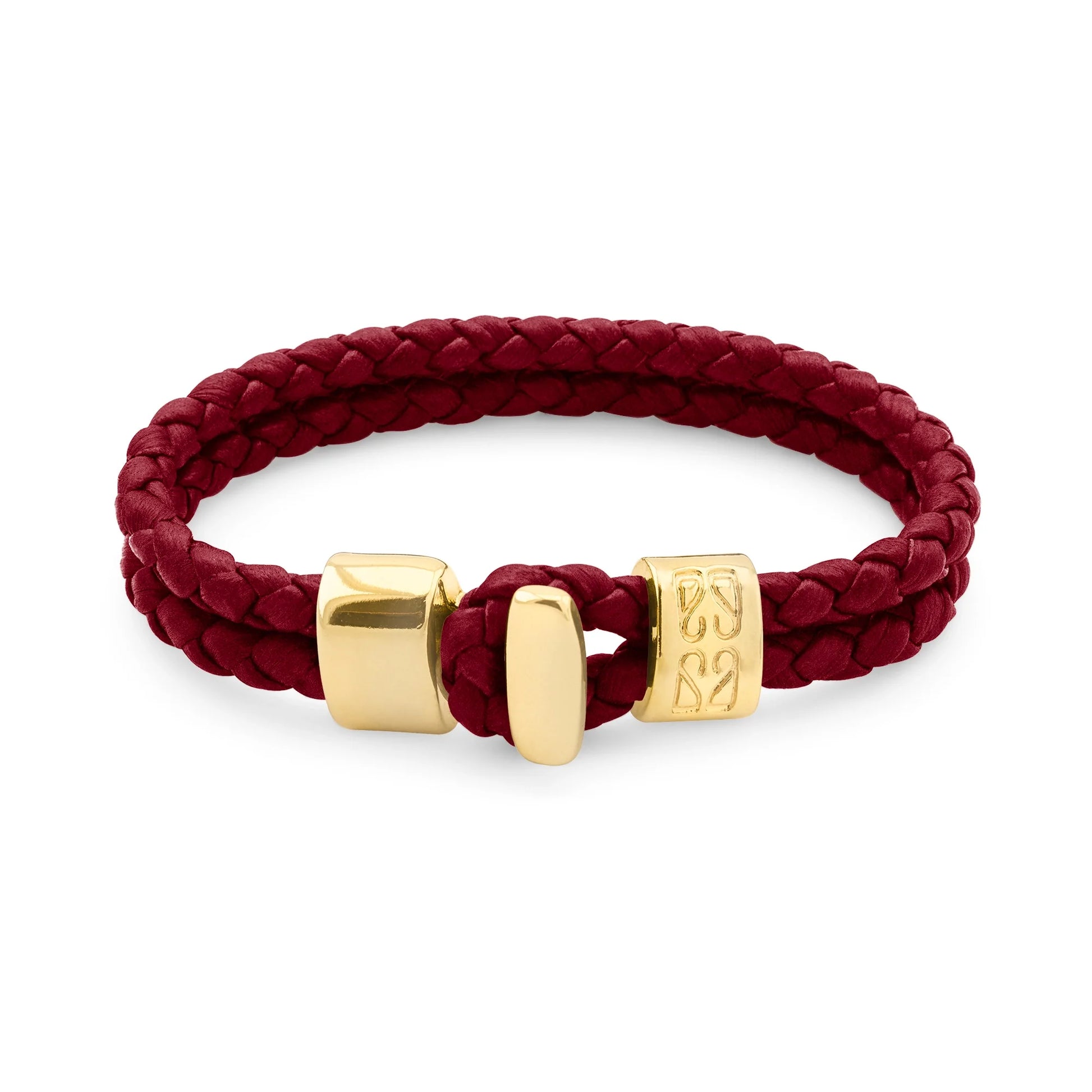 Pulsera en baño de Oro 22K, Broche de botón, Piel natural de Borrego, doble vuelta - Joyería y bisutería fina