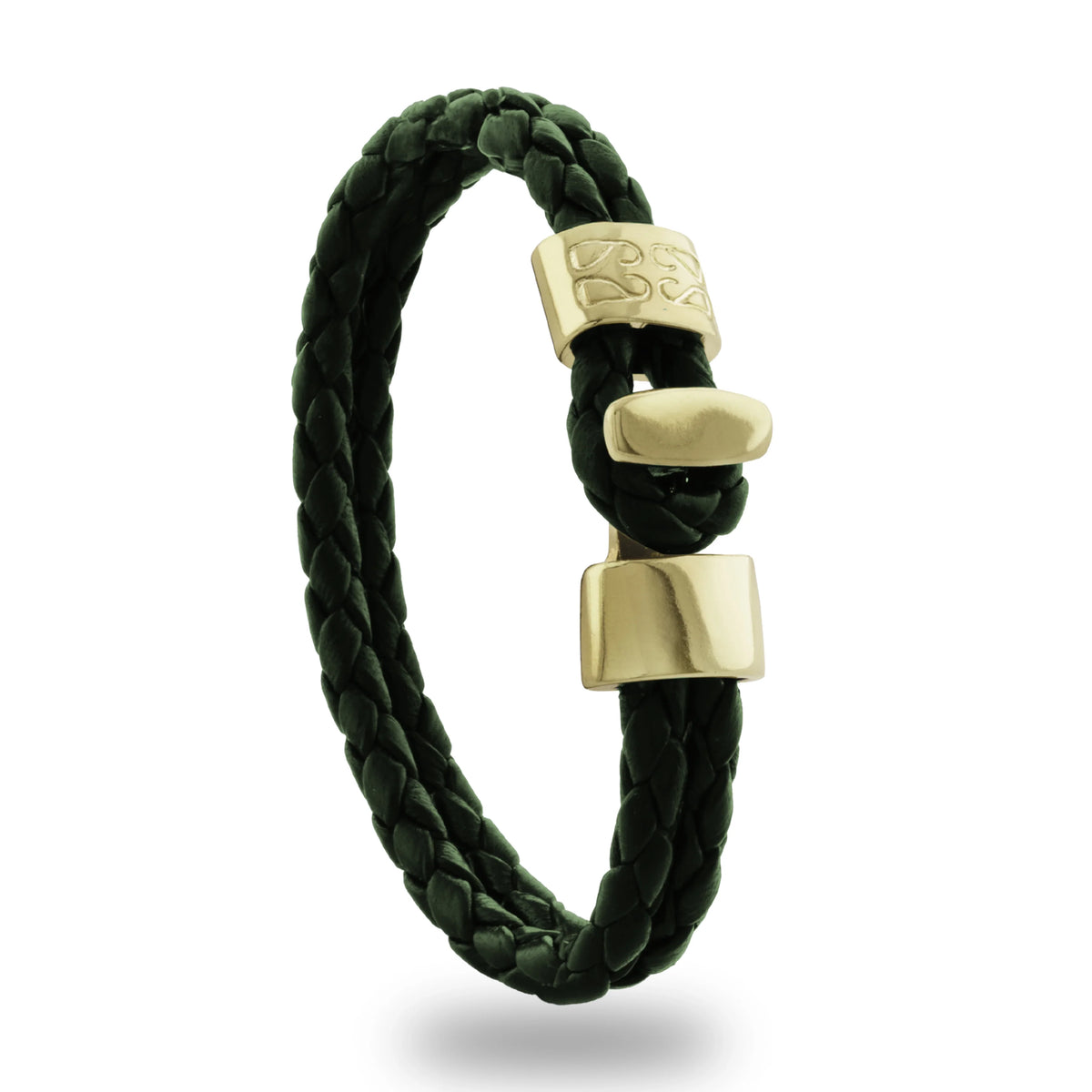 Pulsera en baño de Oro 22K, Broche de botón, Piel natural de Borrego, doble vuelta - Joyería y bisutería fina
