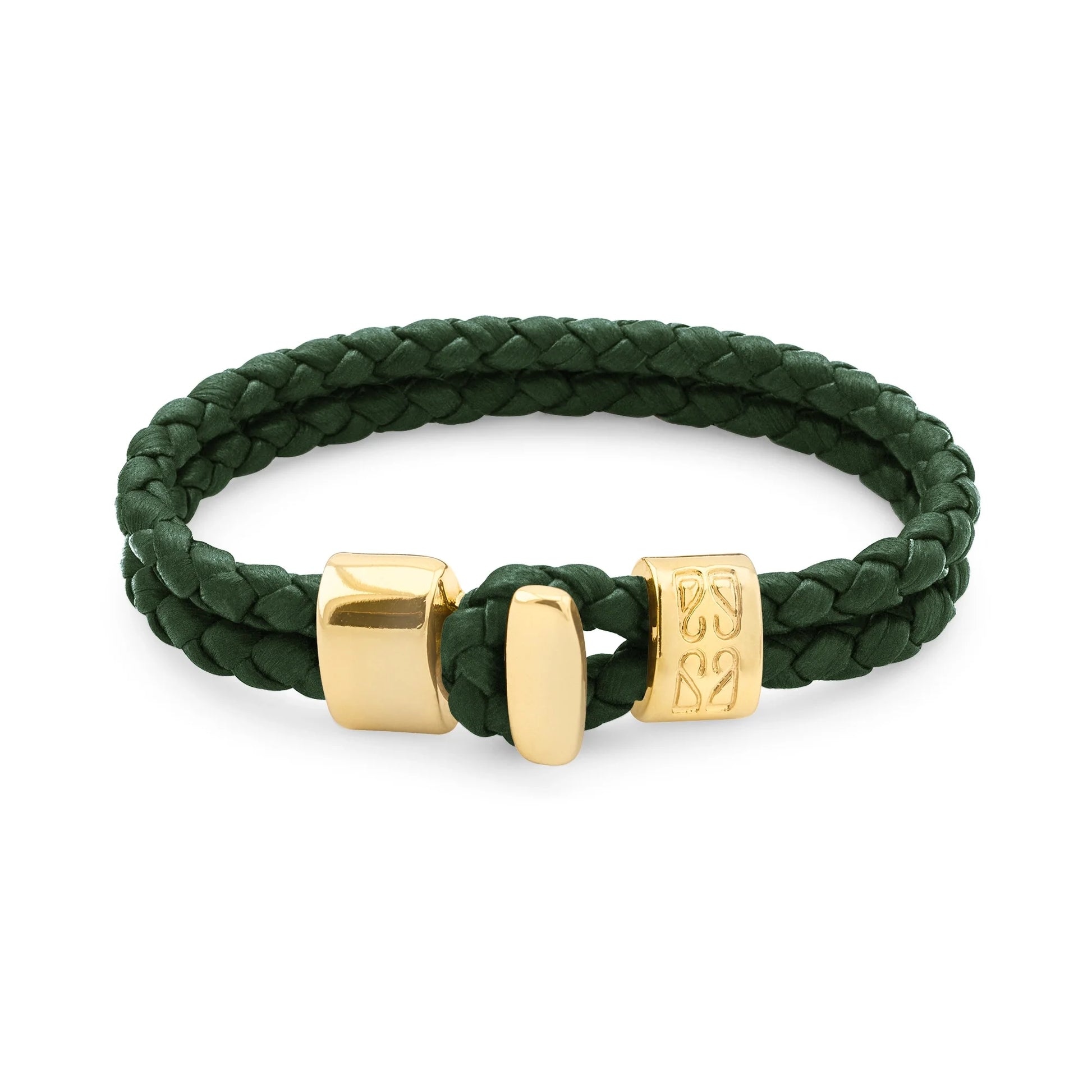 Pulsera en baño de Oro 22K, Broche de botón, Piel natural de Borrego, doble vuelta - Joyería y bisutería fina