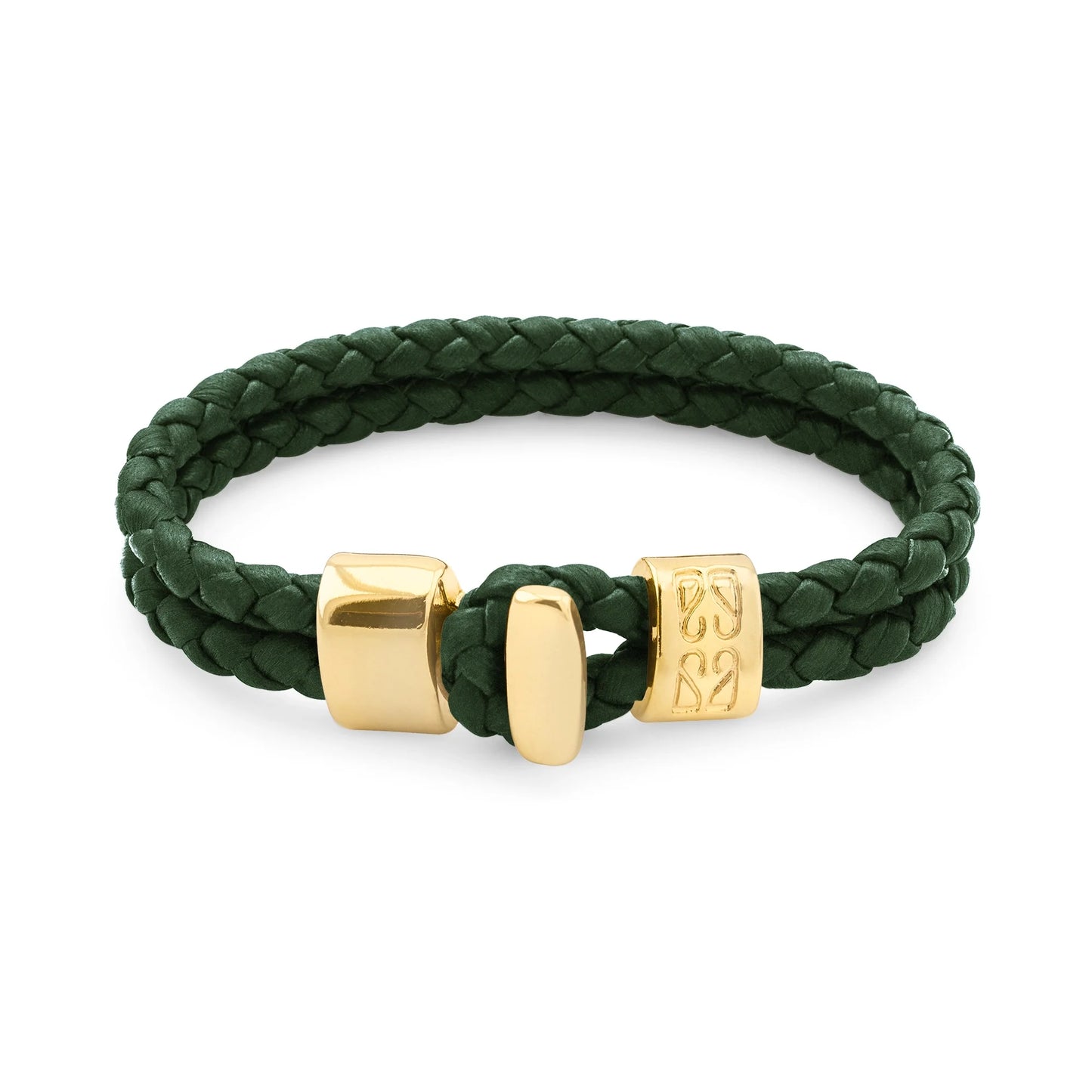 Pulsera en baño de Oro 22K, Broche de botón, Piel natural de Borrego, doble vuelta - Joyería y bisutería fina