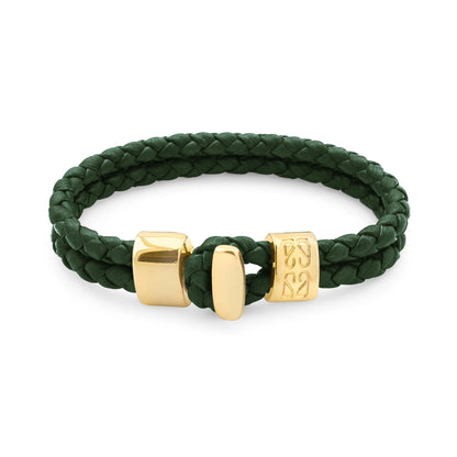 Pulsera en baño de Oro 22K, Broche de botón, Piel natural de Borrego, doble vuelta - Joyería y bisutería fina