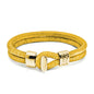 Pulsera en baño de Oro 22K, Broche de botón, Piel natural de Lagarto, doble vuelta - Joyería y bisutería fina