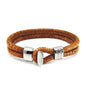 Pulsera en baño de Rodio, Broche de botón, Piel natural de Lagarto, doble vuelta - Joyería y bisutería fina