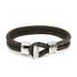Pulsera en baño de Rodio, Broche de botón, Piel natural de Lagarto, doble vuelta - Joyería y bisutería fina