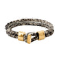 Pulsera en baño de Oro 22K, Broche de botón, Piel natural de Serpiente, doble vuelta - Joyería y bisutería fina