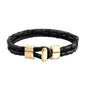 Pulsera en baño de Oro 22K, Broche de botón, Piel natural de Serpiente, doble vuelta - Joyería y bisutería fina