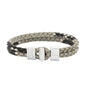 Pulsera en baño de Rodio, Broche de botón, Piel natural de Serpiente, doble vuelta - Joyería y bisutería fina