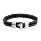Pulsera en baño de Rodio, Broche de botón, Piel natural de Serpiente, doble vuelta - Joyería y bisutería fina