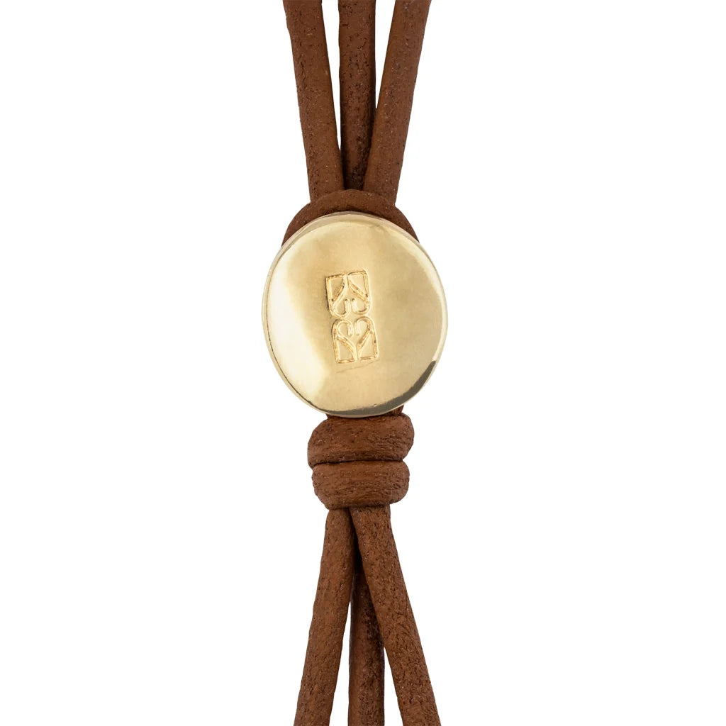 Pulsera de piel con donas y cuentas en baño de oro 22K - Joyería y bisutería fina